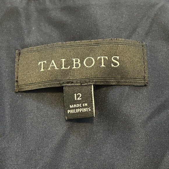 Talbots Pencil Skirt SZ 12 Wool Blend Plaid Navy Purple Side Zip Lined - Picture 3 of 7